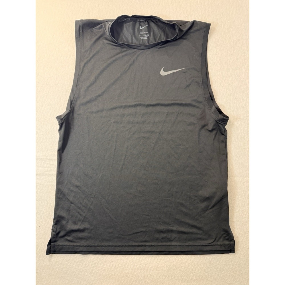 Nike Pro Dri-FIT Men's Black Tank Top Size S Stretch Athletic Fit Logo Gym